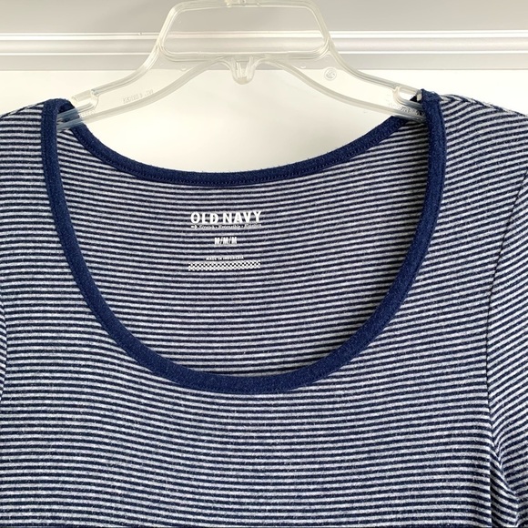 Old Navy Blue & Gray Stripe Long Sleeve Blouse Top size Medium - Picture 3 of 7